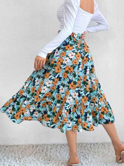 Chic Floral Printed Midi Skirts