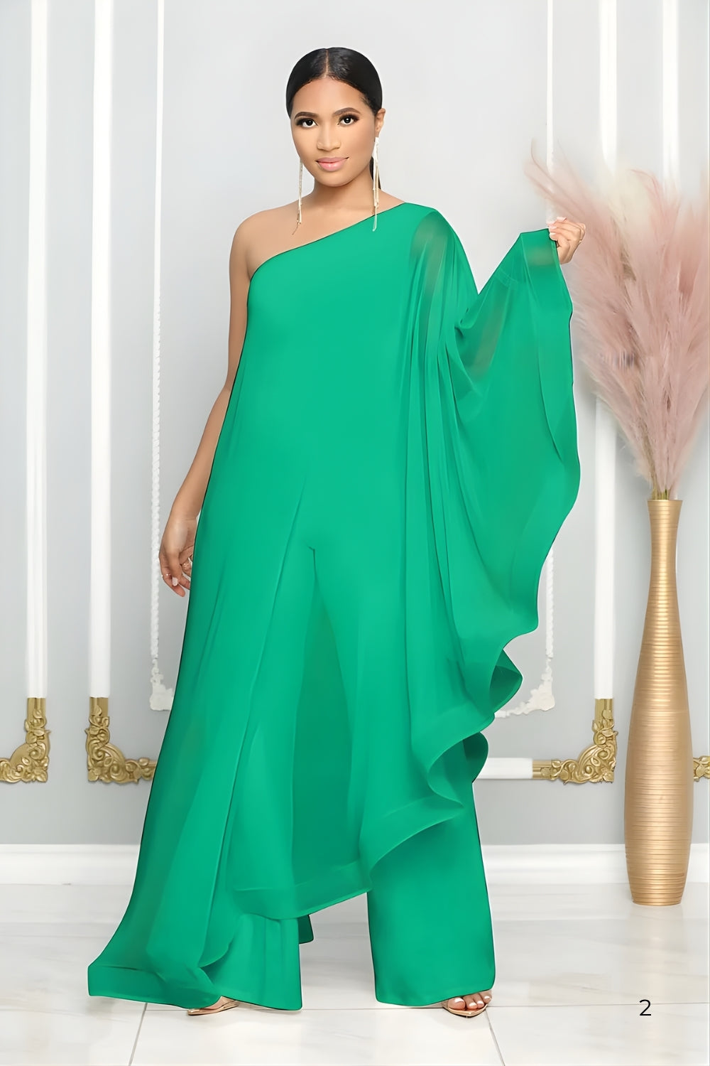 Elegant One-Shoulder Ruffle Jumpsuit