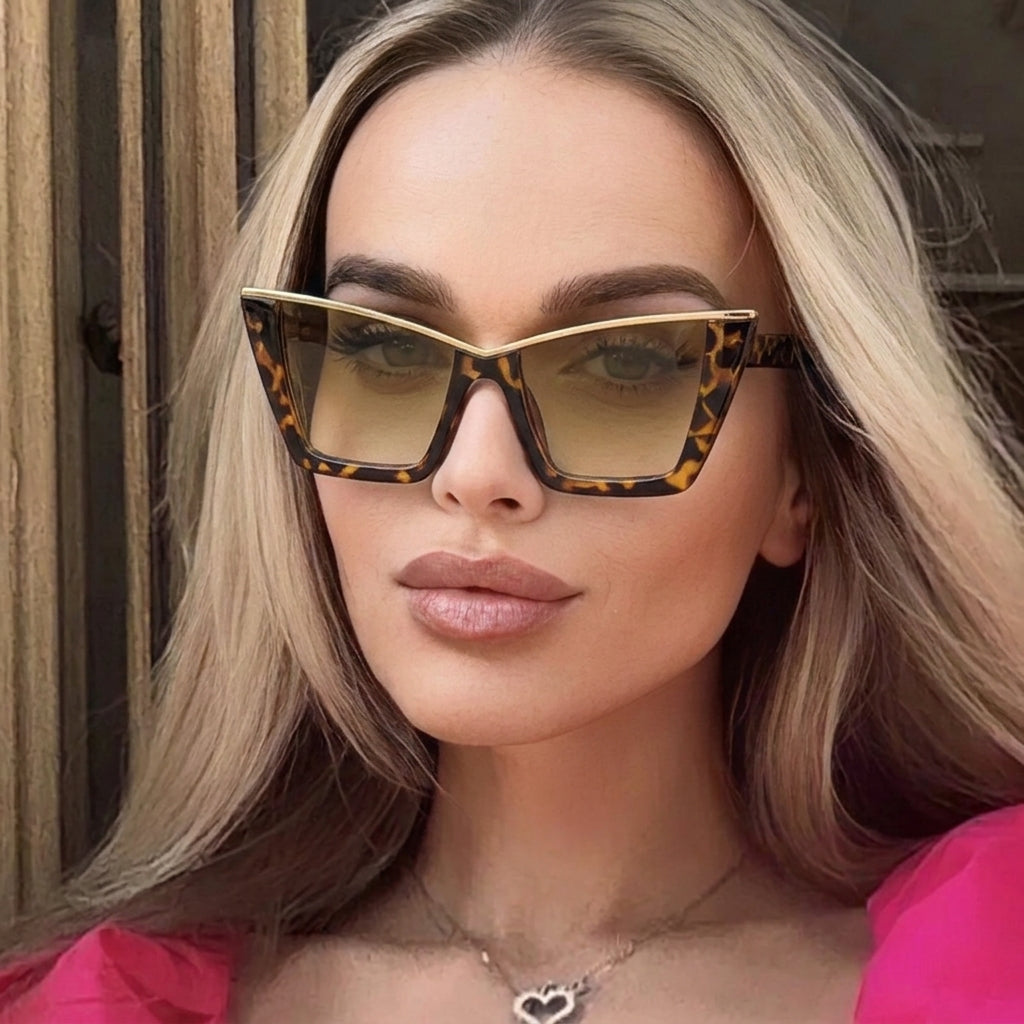 Oversized Bar Cat Eye Sunglasses