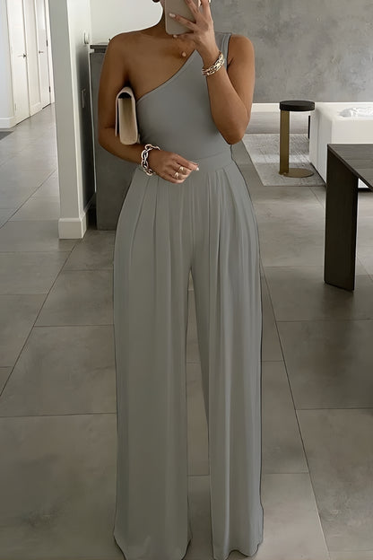 Posh One-Shoulder Dressy Jumpsuit