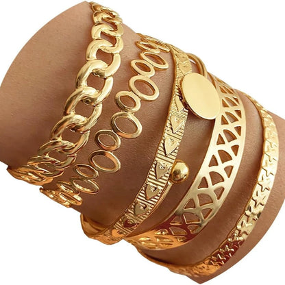 Modern Geometric Stackable Bangle Bracelet Set