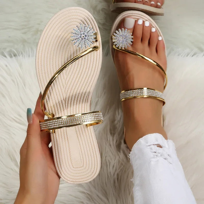 Luxury Rhinestone Flat Sandals