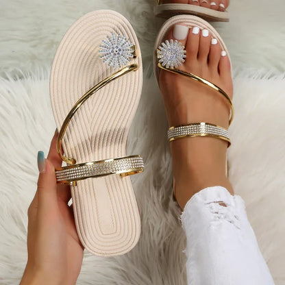 Luxury Rhinestone Flat Sandals