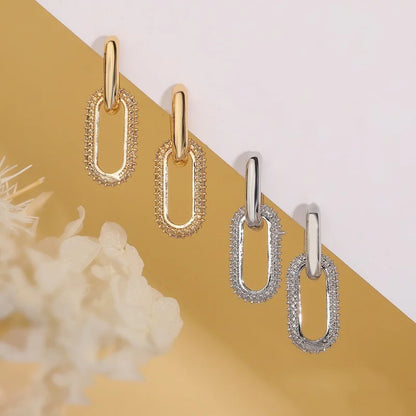 Luminous Spark Rectangle Zircon Earrings