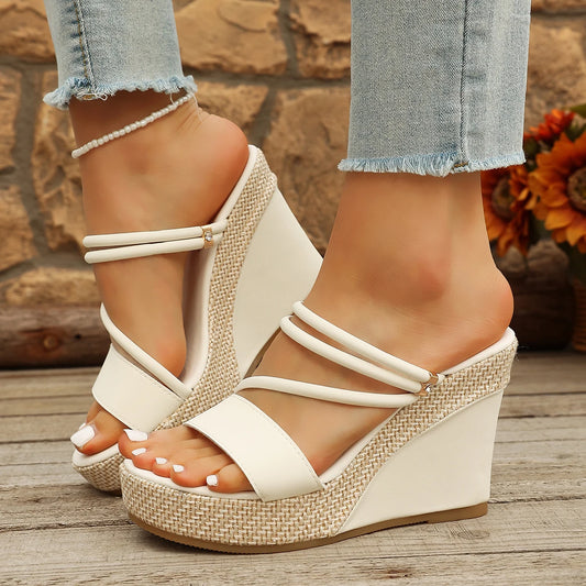 Luxe Woven Platform Wedge Sandals
