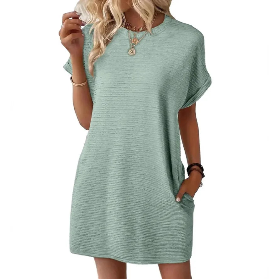 Relaxed Short Sleeve Mini Dress