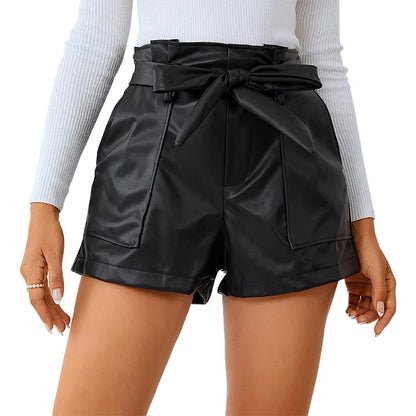 Belted Faux Leather Shorts