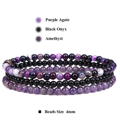3Pcs Stacked Natural Stone Bracelet Set