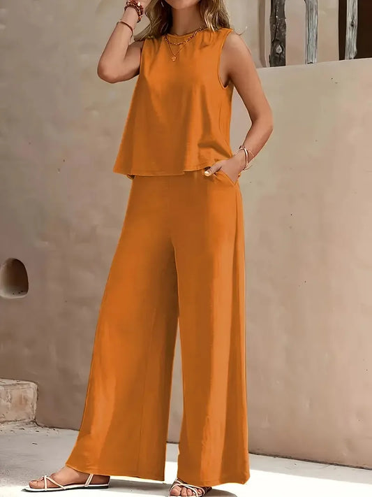 Serene Breeze Wide-Leg Two-Piece Set