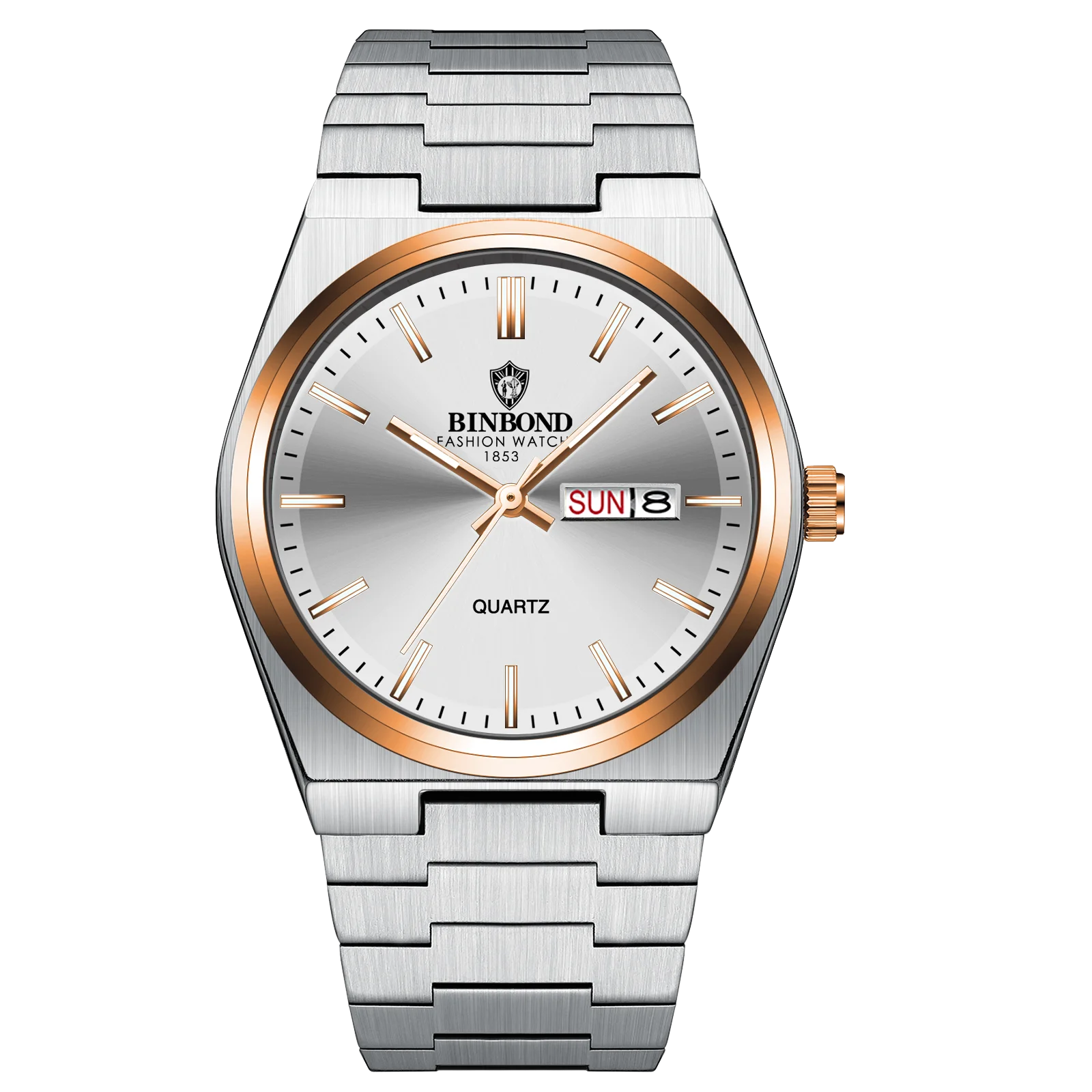 Silver watch with a detailed face on a white background
