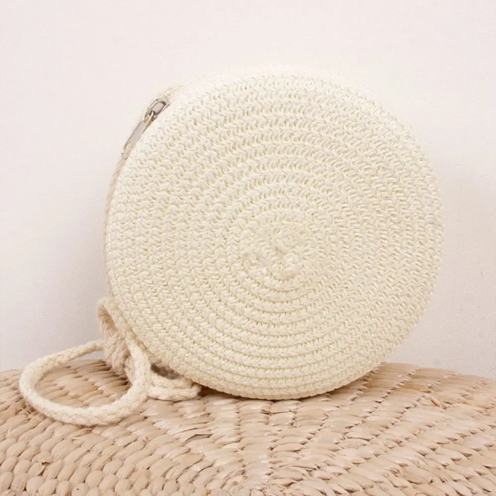 Handmade Round Rattan Crossbody Bag