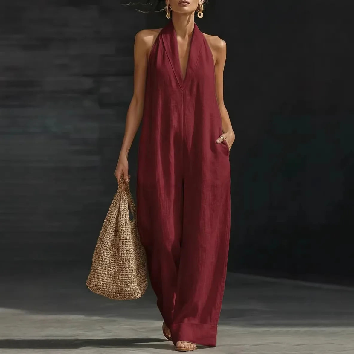 Timeless Wide-Leg Halter Jumpsuit