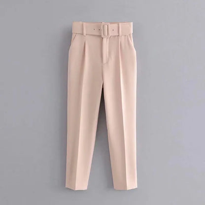 High Waisted Workwear Belted Pants