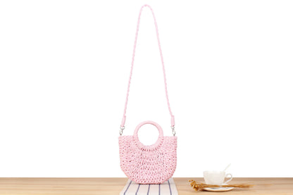 Handwoven Straw Half-Moon Bag
