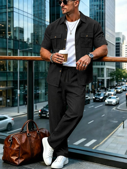 Men's Ultimate Cotton Linen Casual Streetwear Co-ord Set