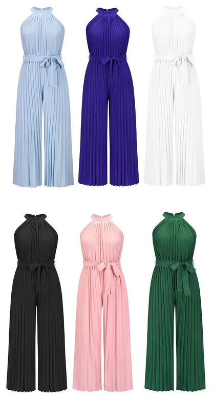 Stylish Halter Neck Wide-Leg Jumpsuit