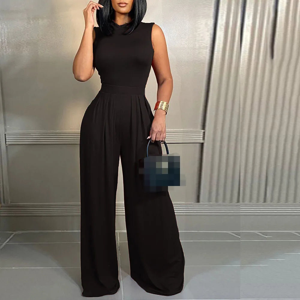 Elegant Wide Leg Sleeveless Jumpsuit