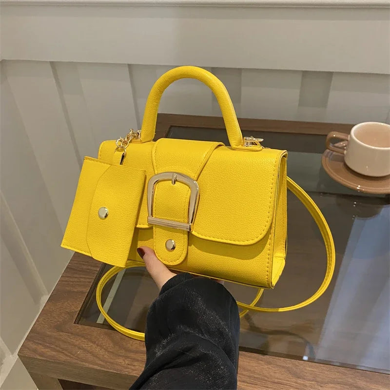 Structured Buckle Top-Handle Mini Bag