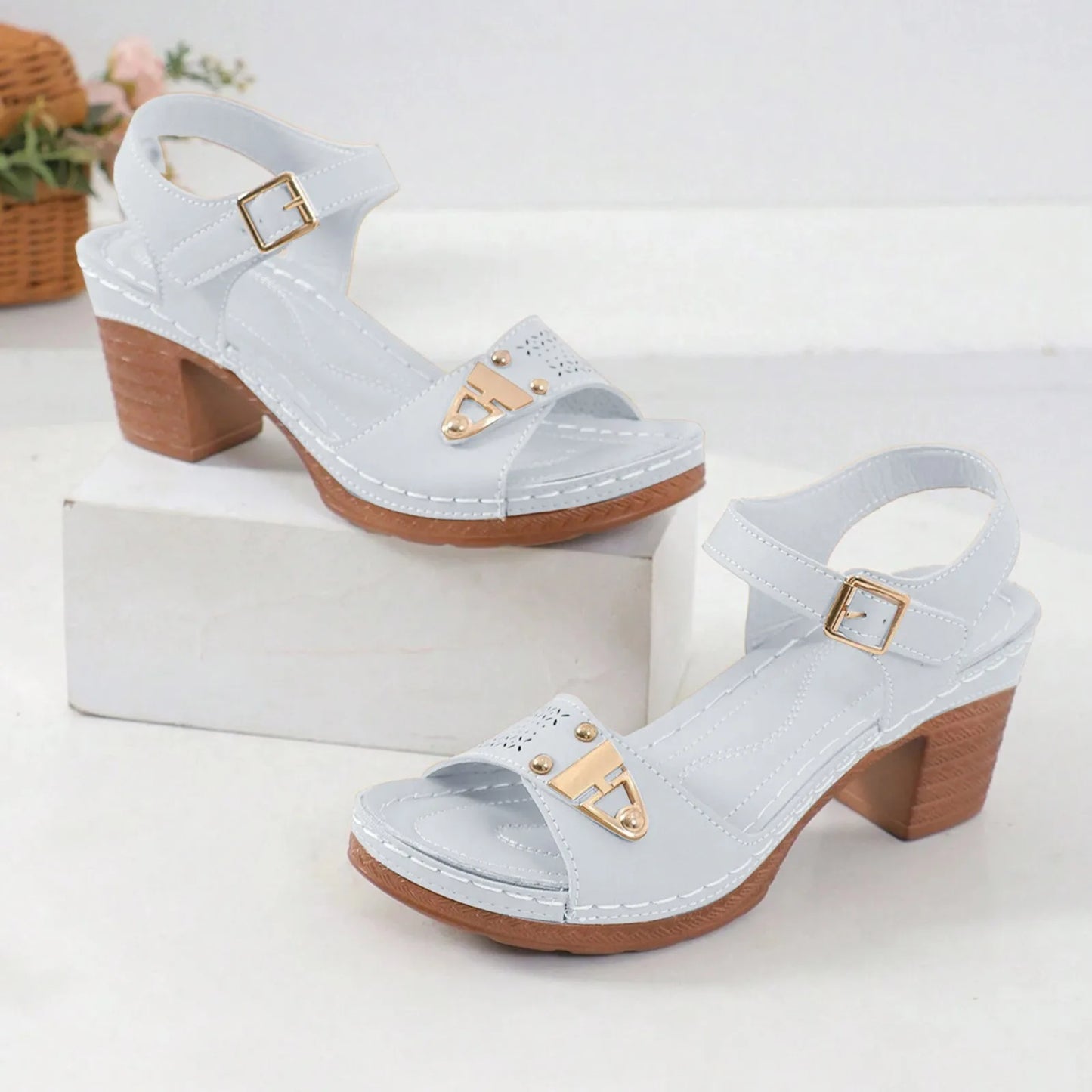 Chic Adjustable Strap Wedge Sandals