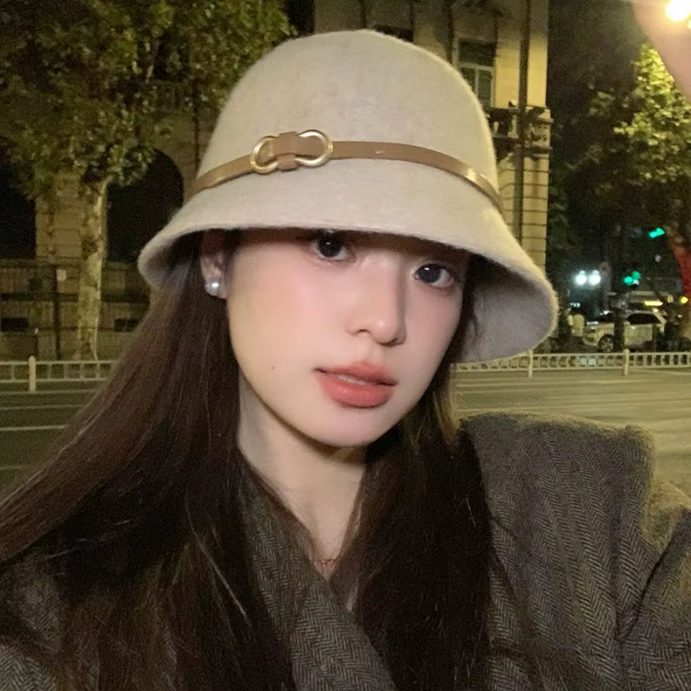 Chic Wool Buckle Cap