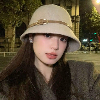 Chic Wool Buckle Cap