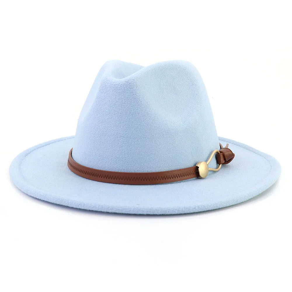 Belt Buckle Wide Brim Fedora Hat