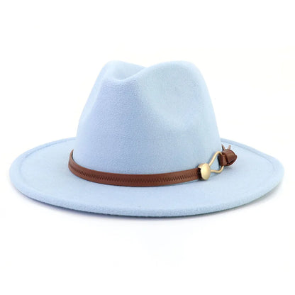 Belt Buckle Wide Brim Fedora Hat