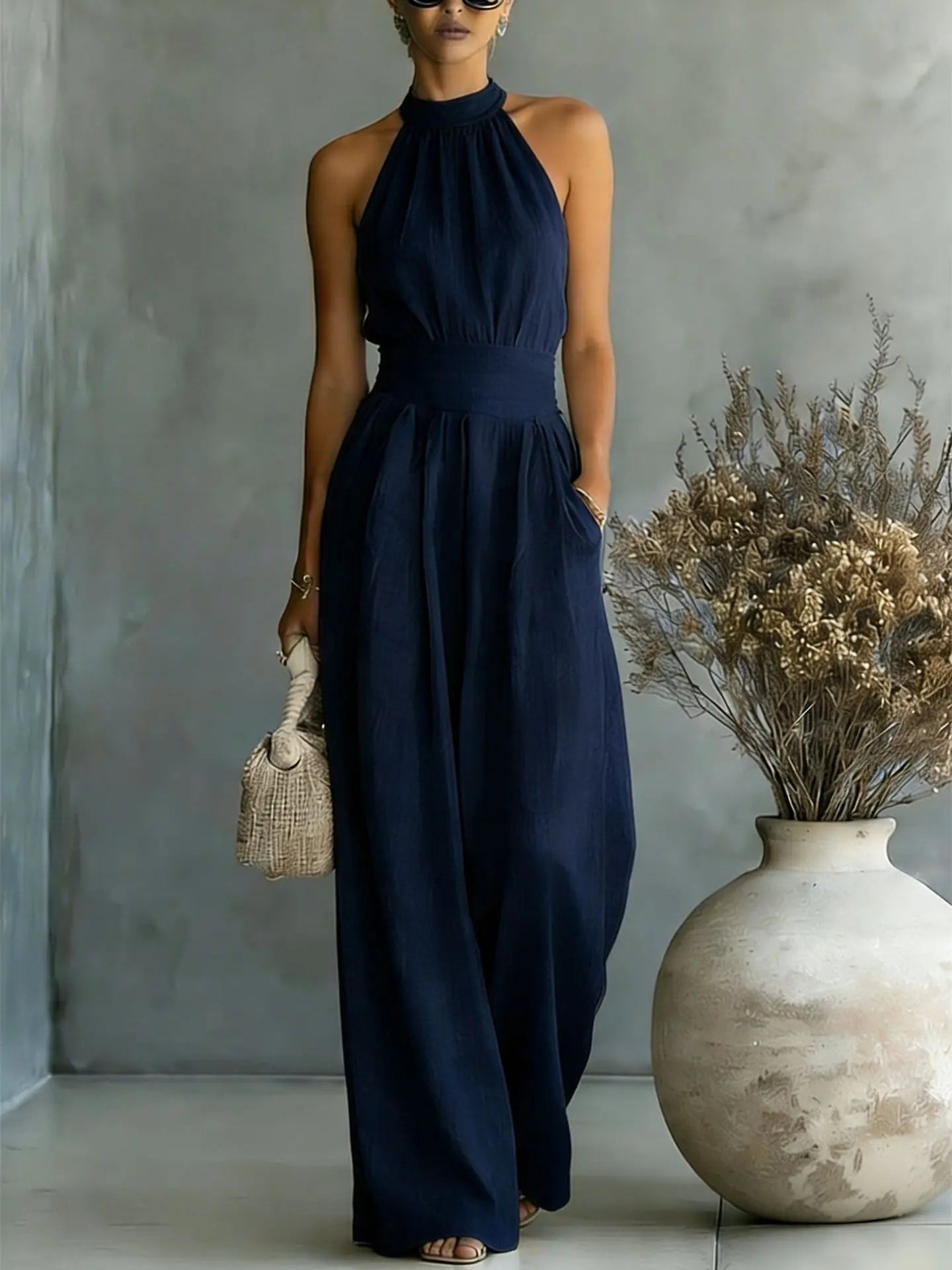 Elegant Halter Wide Leg Jumpsuit