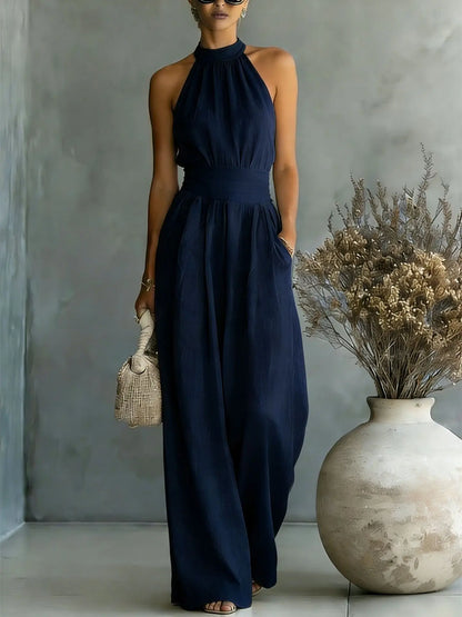 Elegant Halter Wide Leg Jumpsuit
