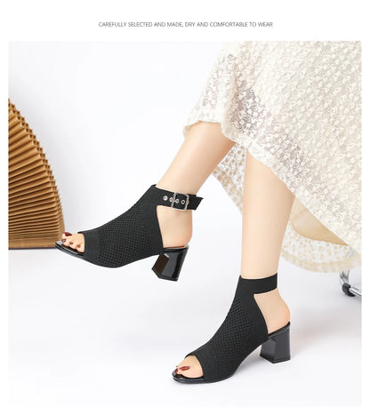 Chic Knit Peep Toe Sandals