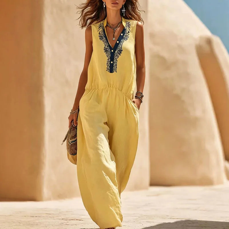 Boho Print Wide Leg Jumpsuit