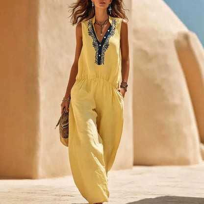 Boho Print Wide Leg Jumpsuit