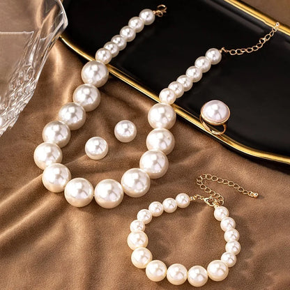 Chic Faux Pearl Statement Jewelry Set