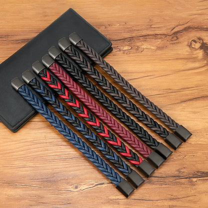 Braided Leather Cuff Bracelet for Men