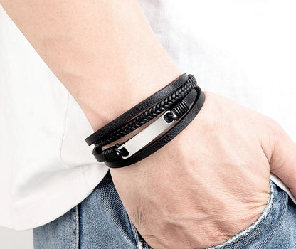 Braided Leather Statement Bracelet