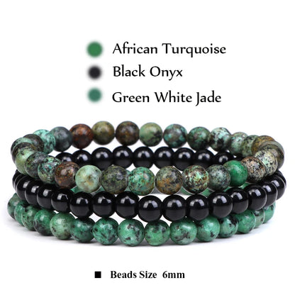3Pcs Stacked Natural Stone Bracelet Set