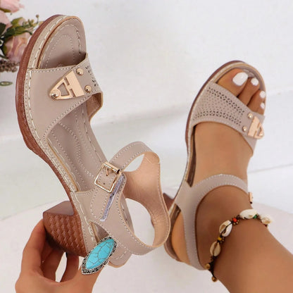 Chic Adjustable Strap Wedge Sandals