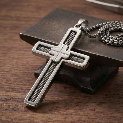 Urban Steel Wire Cross Pendant Necklace