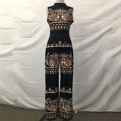 Elegant Wide Leg Sleeveless Jumpsuit