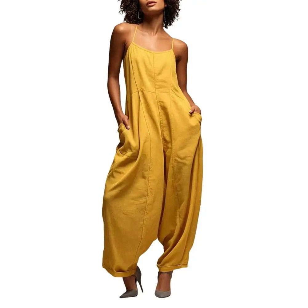 Elegant Spaghetti Strap Wide Leg Jumpsuit