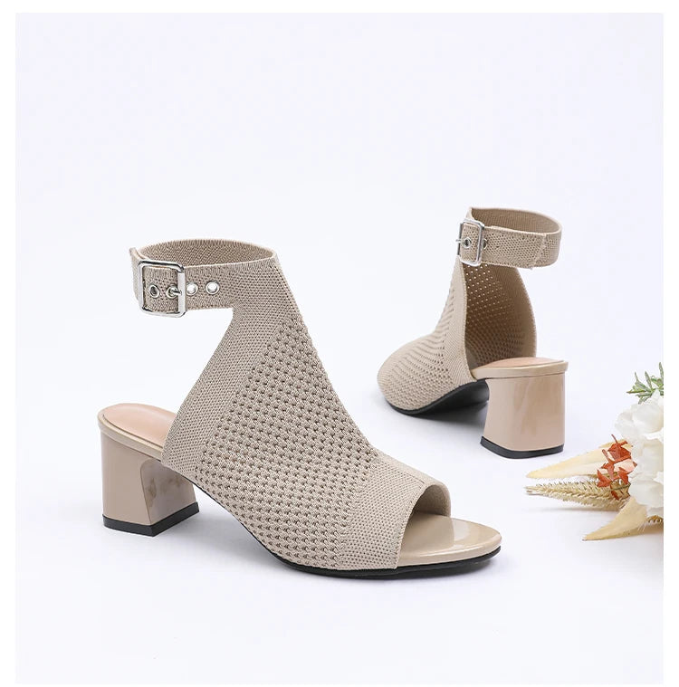 Chic Knit Peep Toe Sandals