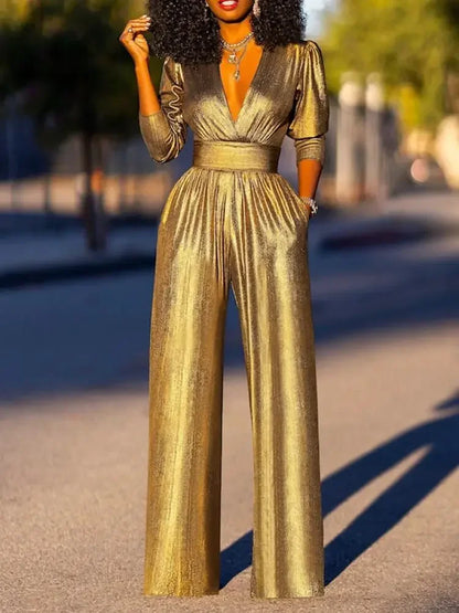 Regal Radiance Wide Leg Jumpsuit