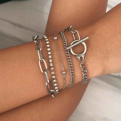 Gold Charm Bracelet Set