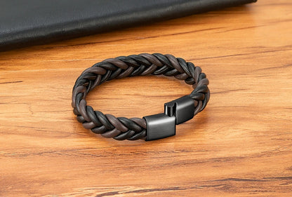 Braided Leather Cuff Bracelet for Men