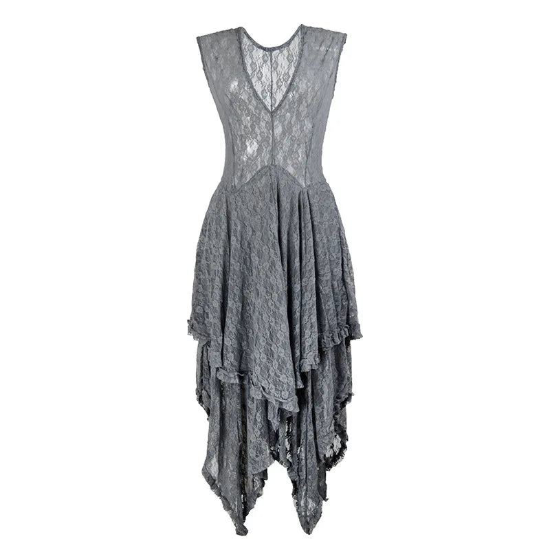 Enchanted Lace Handkerchief-Hem Dress