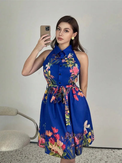 Floral Halter Neck Summer Dress
