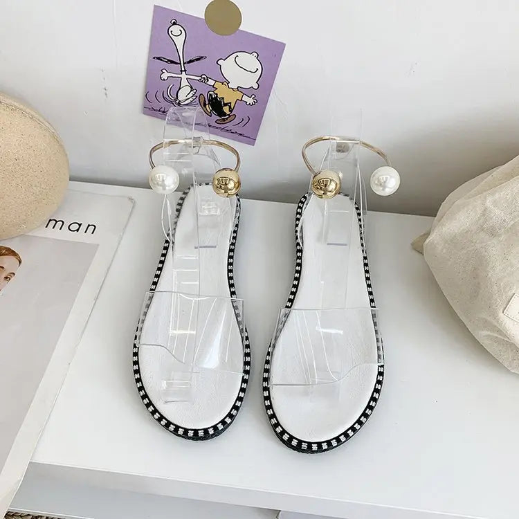 Pearly Bead Slingback Sandals