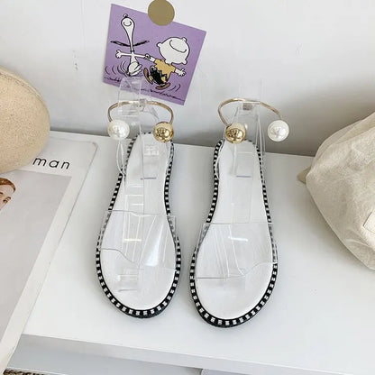 Pearly Bead Slingback Sandals