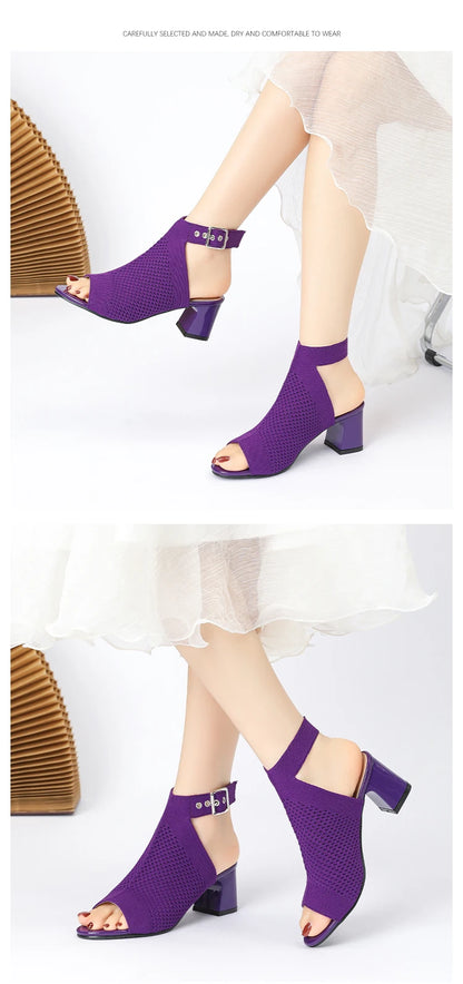 Chic Knit Peep Toe Sandals