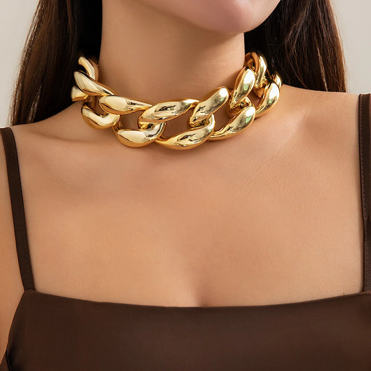 Exaggerated Thick Metal Cuban Chain Choker